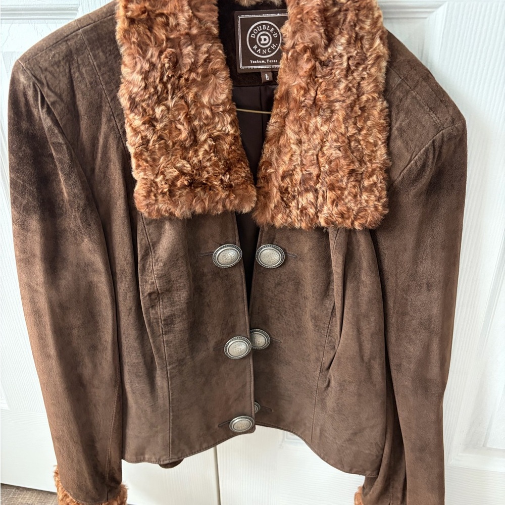 Double D Ranch Tan Teddy Jacket with Faux Fur Collar